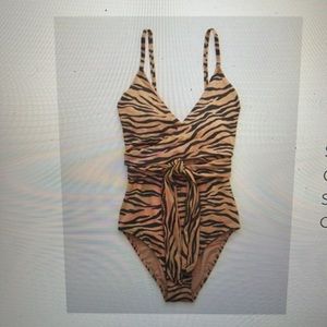 Aerie Pique Animal Print Wrap One Piece